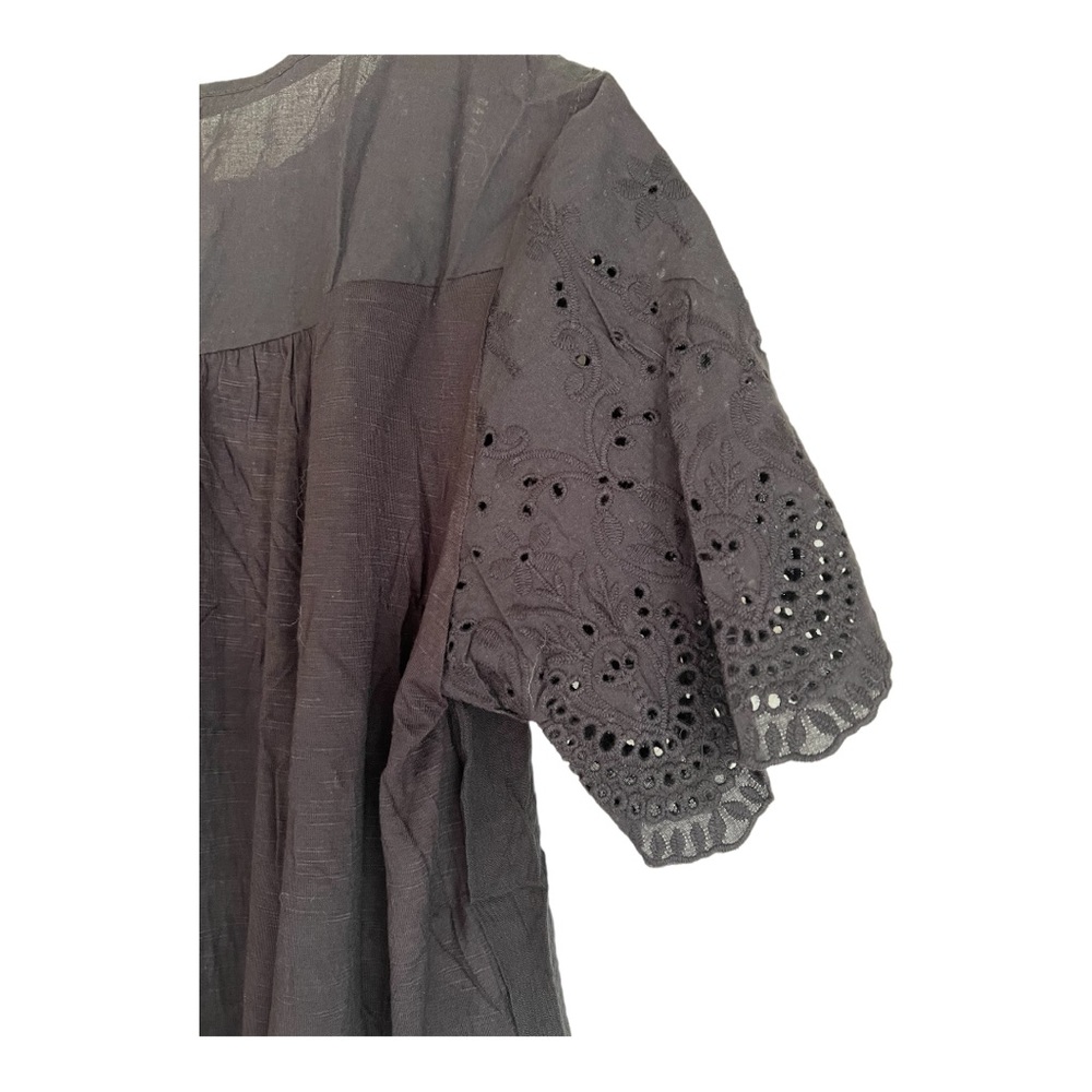 New Knox Rose top short sleeve eyelet peasant cotton black - Picture 9 of 16